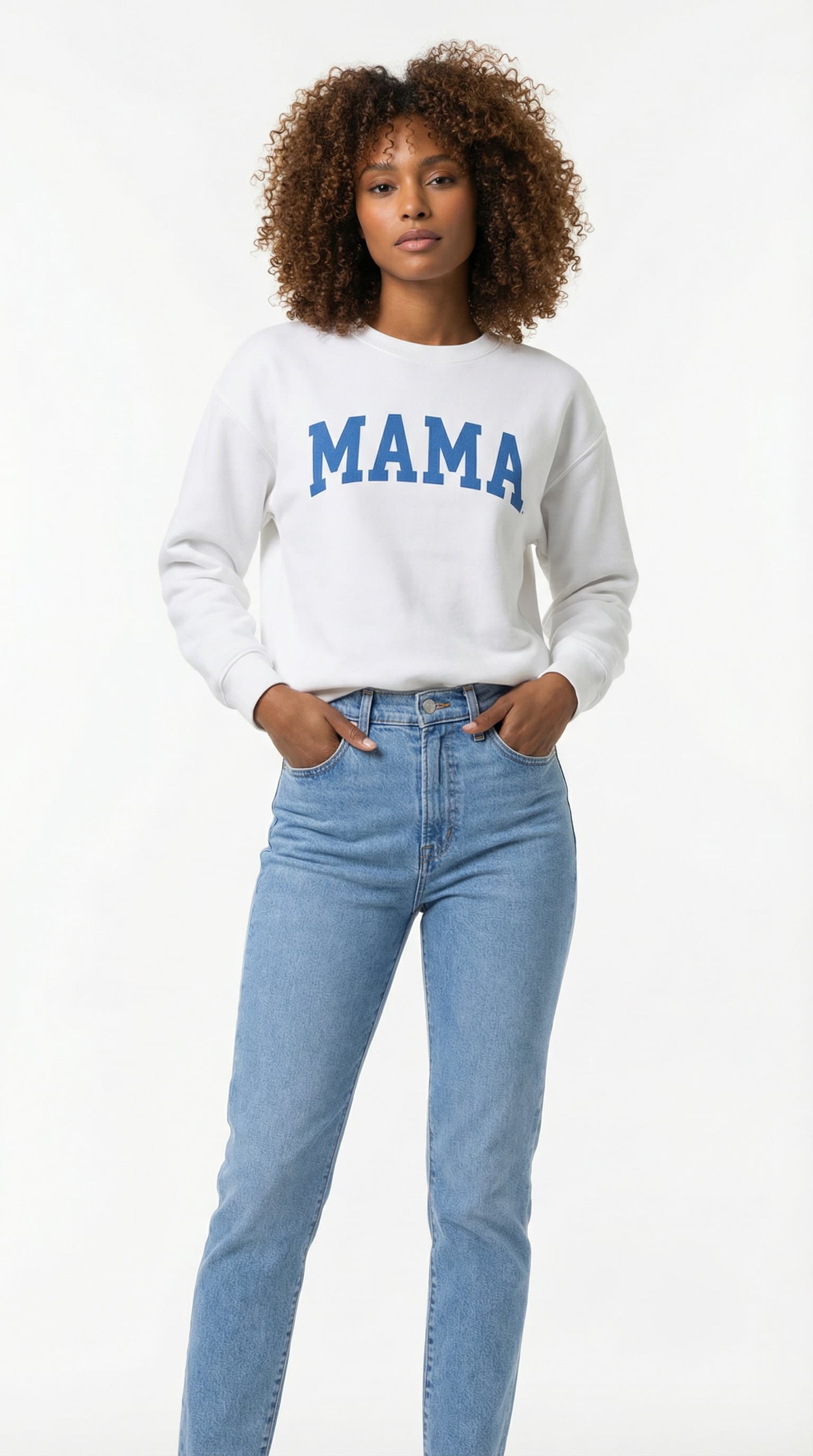 AI-generated fashion photo: model in oversized pullover